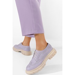 Półbuty damskie Zapatos fioletowe casual sznurowane płaskie  - zdjęcie produktu
