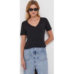 Tommy Hilfiger bluzka damska z dekoltem w serek z krótkim rękawem z bawełny  - zdjęcie produktu