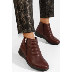 Botki Zapatos casual brązowe płaskie na zamek  - zdjęcie produktu