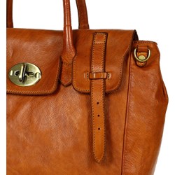 Shopper bag Mazzini brązowa skórzana w stylu boho matowa  - zdjęcie produktu
