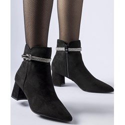 Gemre botki eleganckie czarne z tworzywa sztucznego na obcasie  - zdjęcie produktu