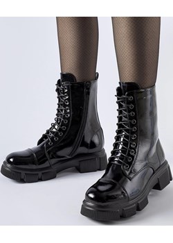 Czarne ocieplane lakierowane botki Reeds Gemre wyprzedaż gemre - kod rabatowy