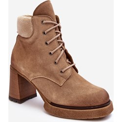 Botki Lemar zamszowe na wiosnę casual na obcasie  - zdjęcie produktu