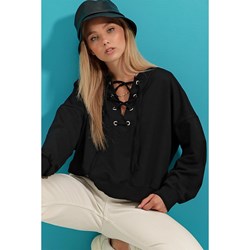 Czarna bluza damska Trend Alacati bawełniana  - zdjęcie produktu