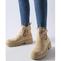 Botki Gemre beżowe na zamek  - zdjęcie produktu