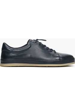 Granatowe trampki męskie ze skóry naturalnej na wiosnę Estro ER0011255 Estro Estro - kod rabatowy