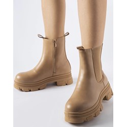 Botki Gemre z zamkiem z tworzywa sztucznego casual beżowe na jesień  - zdjęcie produktu