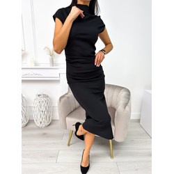 Sukienka Modnakiecka.pl z krótkimi rękawami czarna elegancka  - zdjęcie produktu
