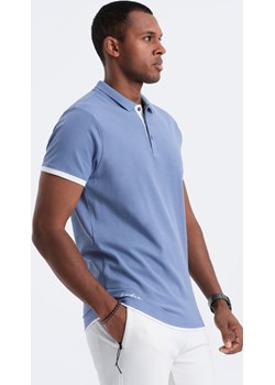 Koszulka męska polo bawełniana - jeansowy V3 OM-POSS-0113 promocyjna cena ombre - kod rabatowy