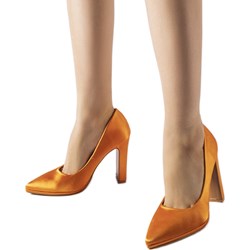 Czółenka pomarańczowe na wysokim obcasie eleganckie bez zapięcia  - zdjęcie produktu