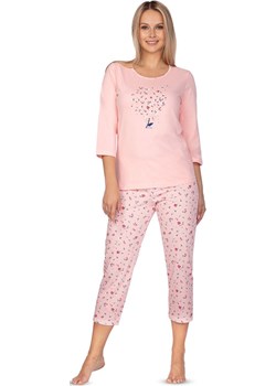 Bawełniana piżama damska z rękawem 3/4 różowa 650, Kolor różowy, Rozmiar M, Regina Primodo - kod rabatowy
