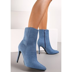 Botki niebieskie Renee eleganckie z zamkiem  - zdjęcie produktu