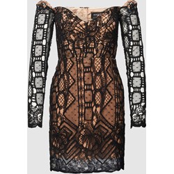 Sukienka BARDOT dopasowana mini bawełniana koronkowa z długimi rękawami  - zdjęcie produktu