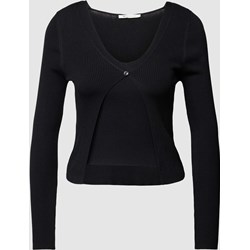 Sweter damski Tom Tailor Denim z dekoltem w serek czarny z wiskozy  - zdjęcie produktu