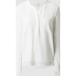 Bluzka damska w serek biała z długimi rękawami casual  - zdjęcie produktu