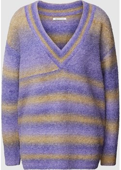 Sweter z dzianiny z głębokim dekoltem w serek model ‘colourflow’ Tom Tailor Denim Peek&Cloppenburg promocja - kod rabatowy