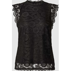 Bluzka damska Pieces elegancka z krótkimi rękawami z okrągłym dekoltem koronkowa  - zdjęcie produktu