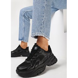Buty sportowe damskie Born2be sneakersy czarne płaskie sznurowane na wiosnę  - zdjęcie produktu