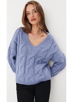 Mohito - Błękitny sweter z warkoczowym splotem - Niebieski Mohito Mohito - kod rabatowy