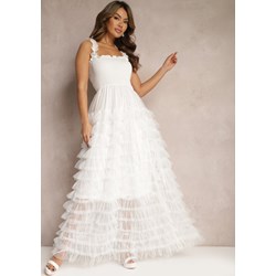 Sukienka Renee biała na ramiączkach koronkowa z tiulu maxi  - zdjęcie produktu