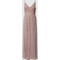 Sukienka Lace & Beads maxi na ramiączkach elegancka w serek  - zdjęcie produktu