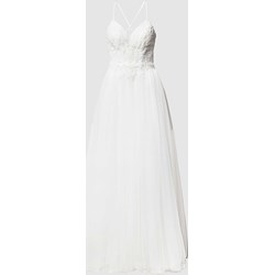 Biała sukienka Mascara rozkloszowana na ślub cywilny bez rękawów  - zdjęcie produktu