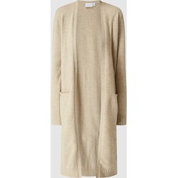 Vila sweter damski beżowy na zimę casualowy z dekoltem v  - zdjęcie produktu