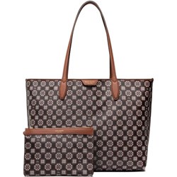 Shopper bag brązowa elegancka średniej wielkości z nadrukiem  - zdjęcie produktu
