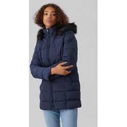 Vero Moda kurtka damska z kapturem na zimę granatowa długa  - zdjęcie produktu
