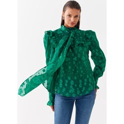 Bluzka damska zielona Custommade z golfem z długim rękawem  - zdjęcie produktu