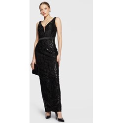 Sukienka Fracomina dopasowana czarna w serek elegancka z cekinami maxi  - zdjęcie produktu