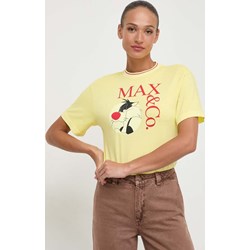 Bluzka damska Max & Co. na lato z krótkim rękawem z napisami z okrągłym dekoltem  - zdjęcie produktu