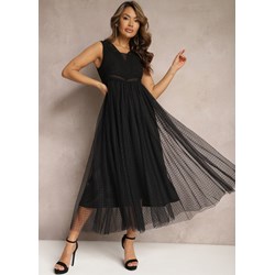 Renee sukienka rozkloszowana czarna zimowa elegancka bez rękawów  - zdjęcie produktu