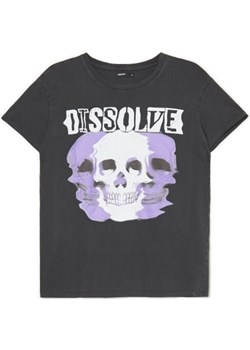 Cropp - Ciemnoszary t-shirt z nadrukiem - szary Cropp wyprzedaż Cropp - kod rabatowy