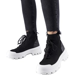 Buty sportowe damskie sneakersy sznurowane płaskie  - zdjęcie produktu