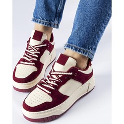 Buty sportowe damskie Gemre sneakersy czerwone na platformie wiązane  - zdjęcie produktu
