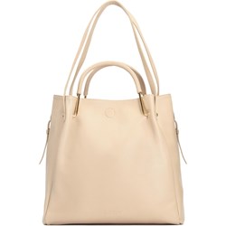 Beżowa shopper bag Kazar mieszcząca a5 na ramię matowa elegancka bez dodatków  - zdjęcie produktu