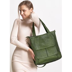 Shopper bag zielona Mazzini skórzana na ramię  - zdjęcie produktu
