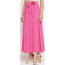 Spódnica Born2be midi różowa elegancka z wiskozy  - zdjęcie produktu