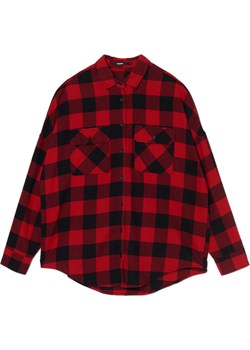 Cropp - Bawełniana czarno-czerwona koszula w kratę - czerwony Cropp Cropp - kod rabatowy
