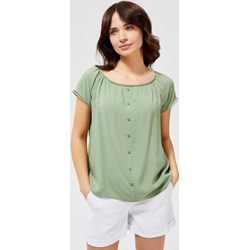 Zielona bluzka damska Moodo.pl z krótkim rękawem z okrągłym dekoltem  - zdjęcie produktu