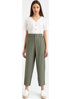 Lniane Szerokie spodnie damskie zielone Greenpoint 5.10.15 okazja - kod rabatowy