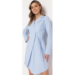 Niebieska sukienka Born2be mini rozkloszowana elegancka  - zdjęcie produktu