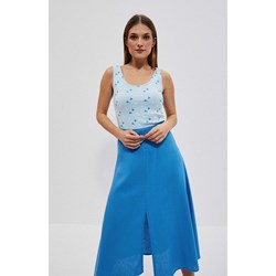 Bluzka damska Moodo.pl niebieska z elastanu z okrągłym dekoltem  - zdjęcie produktu