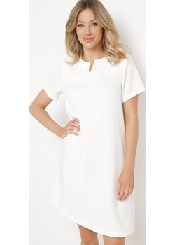 Biała Sukienka Trapezowa Mini z Kieszeniami Hreona okazja Born2be Odzież - kod rabatowy