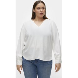 Bluzka damska biała Vero Moda z okrągłym dekoltem z długim rękawem  - zdjęcie produktu
