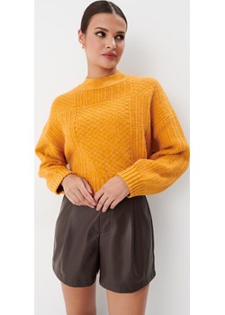 Mohito - Sweter z ozdobnym splotem - Pomarańczowy Mohito Mohito - kod rabatowy
