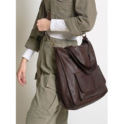Shopper bag Mazzini na ramię ze skóry na wakacje matowa  - zdjęcie produktu
