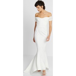 Biała sukienka Bonprix z dekoltem typu hiszpanka na ślub cywilny maxi z krótkimi rękawami  - zdjęcie produktu