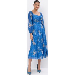 Sukienka Mohito midi niebieska z długimi rękawami  - zdjęcie produktu